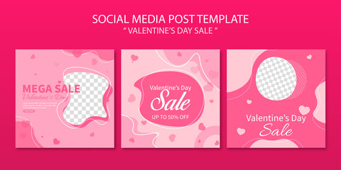 Set of valentine's day sale banner with abstract background for social media post template or web banner advertising design vector illustration