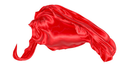 Fototapeta premium Beautiful flowing fabric of red wavy silk or satin. 3d rendering image.