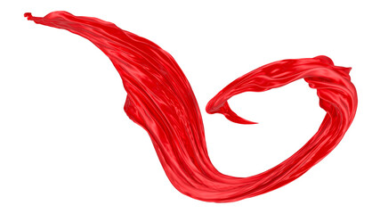 Beautiful flowing fabric of red wavy silk or satin. 3d rendering image.