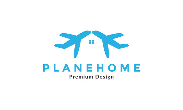 Airplane With Home Logo Vector Symbol Icon Design Illustration