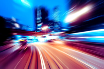 Abstract image of night traffic light trails in the city