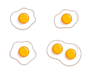 Fried eggs. Helthy breakfast. Cartoon egg flat trendy design. Vector illustration isolated on white background