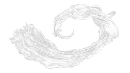 Beautiful flowing fabric of white wavy silk or satin. 3d rendering image.