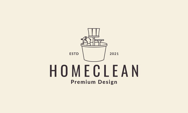 cleaning tools set lines logo vector symbol icon design illustration