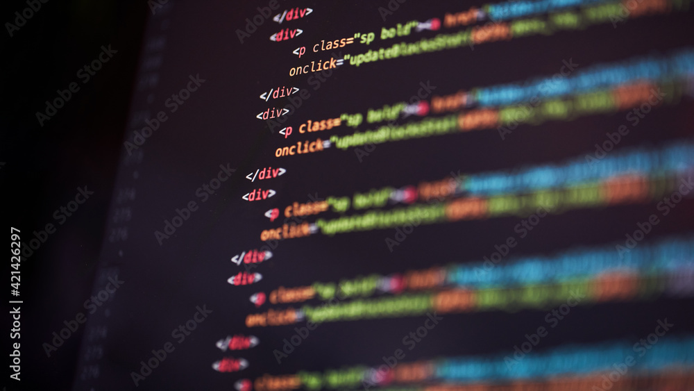 Poster Programming code abstract background of software developer.