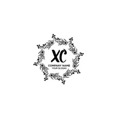 XC initial letters Wedding monogram logos, hand drawn modern minimalistic and frame floral templates