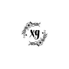 XG initial letters Wedding monogram logos, hand drawn modern minimalistic and frame floral templates