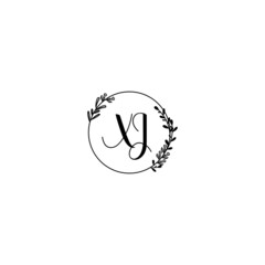 XJ initial letters Wedding monogram logos, hand drawn modern minimalistic and frame floral templates