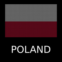 There’s a flag on black background that used dots effect. It is POLAND flag. Concept about nation, country, symbol, independence and etc.