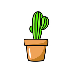 Cactus plant pot in drawing style isolated vector. Hand drawn object illustration for your presentation, teaching materials or others.