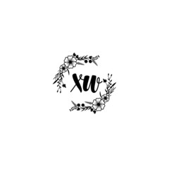 XW initial letters Wedding monogram logos, hand drawn modern minimalistic and frame floral templates