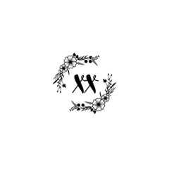XX initial letters Wedding monogram logos, hand drawn modern minimalistic and frame floral templates