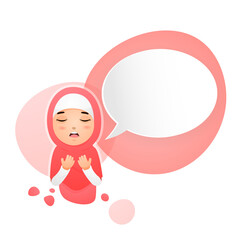 Cute kawaii girl Muslim Pray