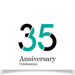 35 Years Anniversary Celebration Blue Color Vector Template Design Illustration