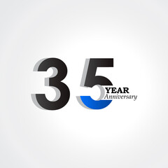 35 Years Anniversary Celebration Blue Color Vector Template Design Illustration