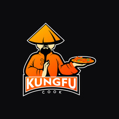 kungfu cook ilustration logo design