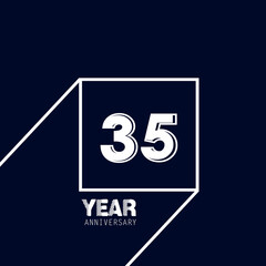 35 Years Anniversary Celebration Blue Color Vector Template Design Illustration