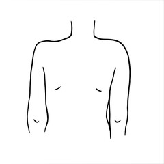Drawing of a female body from the back - hand drawn vector sketch. Spine health check concept, posture checkup at doctor