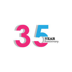 35 Years Anniversary Celebration Color Vector Template Design Illustration
