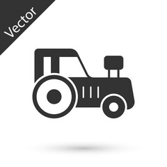 Grey Tractor icon isolated on white background. Vector