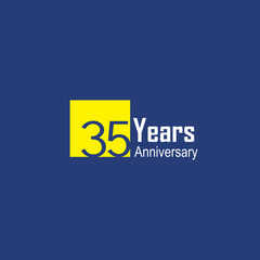 35 Years Anniversary Celebration Blue Color Vector Template Design Illustration