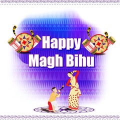 Vector illustration of Happy Bihu, Assamese New Year, Indian traditional festival, Harvest festival of Assam.