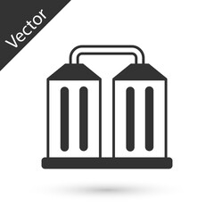 Grey Granary icon isolated on white background. Silo with grain, elevator, granary, factory. Warehouse of grain crops. Vector