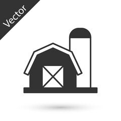Grey Farm house icon isolated on white background. Vector