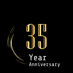 35 Years Anniversary Celebration Gold Black Background Color Vector Template Design Illustration