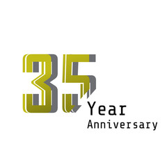 35 Years Anniversary Celebration Gold White Background Color Vector Template Design Illustration