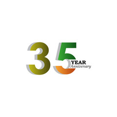 35 Years Anniversary Celebration Gold White Background Color Vector Template Design Illustration