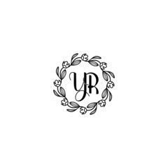 YR initial letters Wedding monogram logos, hand drawn modern minimalistic and frame floral templates