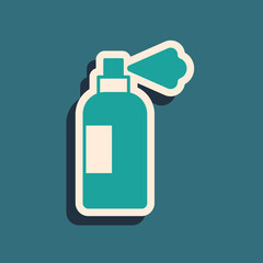 Green Pet shampoo icon isolated on green background. Pets care sign. Dog cleaning symbol. Long shadow style. Vector