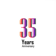 35 Years Anniversary Celebration Rainbow Color Vector Template Design Illustration