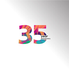 35 Years Anniversary Celebration Rainbow Color Vector Template Design Illustration