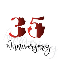 35 Years Anniversary Celebration Red Color Vector Template Design Illustration