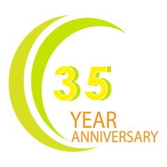 35 Years Anniversary Celebration Yellow Color Vector Template Design Illustration
