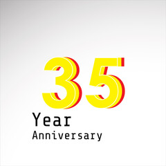 35 Years Anniversary Celebration Yellow Color Vector Template Design Illustration
