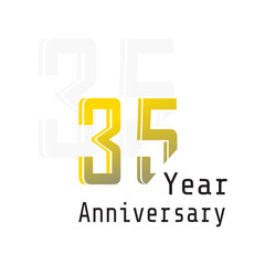 35 Years Anniversary Celebration Yellow Color Vector Template Design Illustration