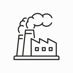 Factory building line icon on white background. Vector illustration.