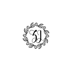 ZJ initial letters Wedding monogram logos, hand drawn modern minimalistic and frame floral templates