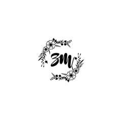 ZM initial letters Wedding monogram logos, hand drawn modern minimalistic and frame floral templates