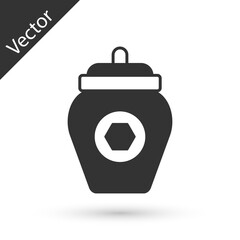 Grey Jar of honey icon isolated on white background. Food bank. Sweet natural food symbol. Vector