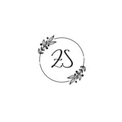 ZS initial letters Wedding monogram logos, hand drawn modern minimalistic and frame floral templates