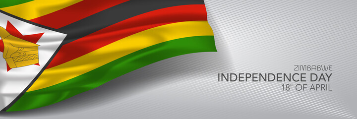 Zimbabwe independence day vector banner, greeting card