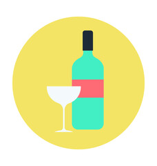 Alcoholic Beverage Colored Vector Illustration