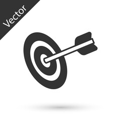 Grey Target financial goal concept icon isolated on white background. Symbolic goals achievement, success. Vector