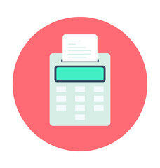 Calculator with Receipt Colored Vector Illustration