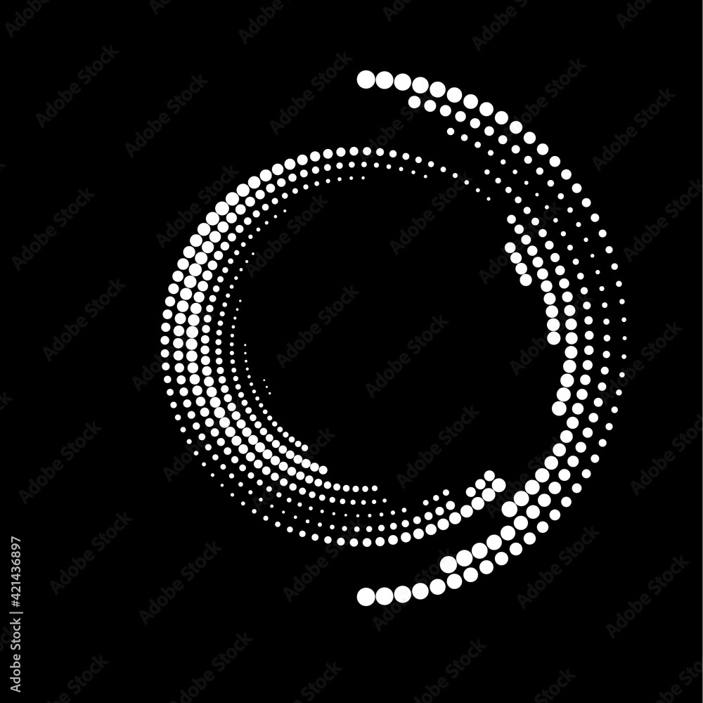 Poster halftone dots in circle form. round logo . vector dotted frame . design element