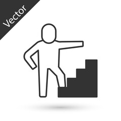 Grey Stair with finish flag icon isolated on white background. Career growth business concept. Concept of business development. Vector